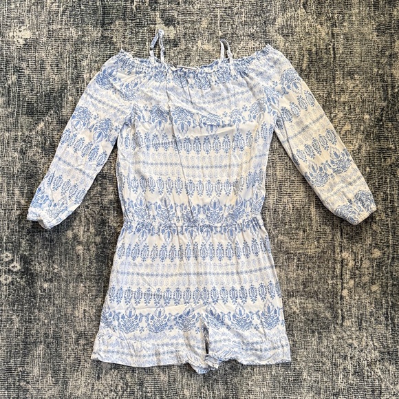 Girls Blue and White Romper - Picture 1 of 7